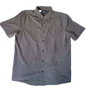 AFTCO Mens L Gray Short Sleeve Fishing Shirt Vented Back Performance Outdoor